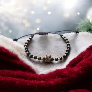 Pulsera Oro 14k Negra Corona