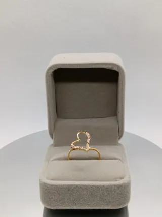 Anillo Corazón Oro 18K con Circonitas