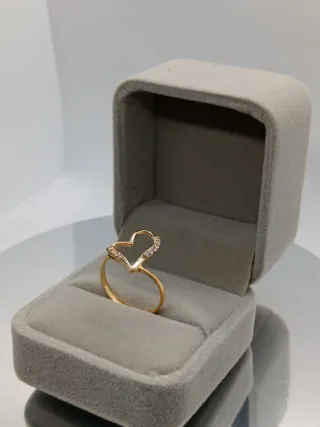 Anillo Corazón Oro 18K con Circonitas
