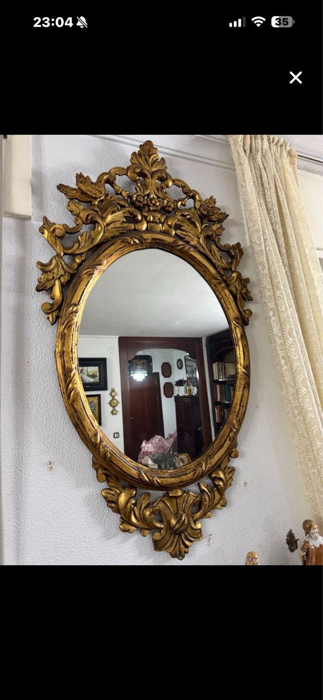 Espejo Vintage Madera Dorado