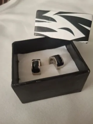 Pendientes Aro Negro Plata