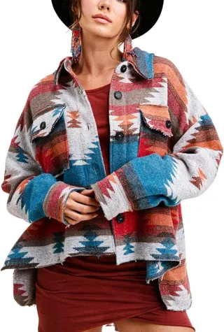 Shacket Chaqueta Camisa Oversize Estampado Navajo