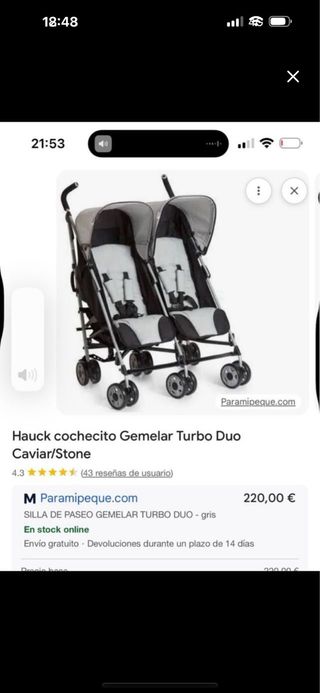 Silla Gemelar Hauck Turbo Duo