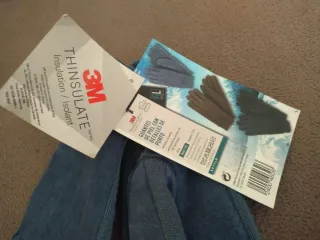 Guantes de piel azul para mujer. Talla L (7/8)