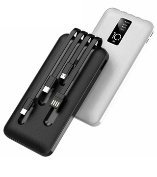 Power Bank 20000mAh con 4 Cavi USB Caricabatteria