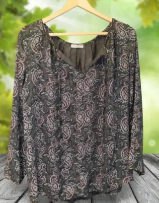 Eiza Blusa Túnica Paisley Gris Oscuro 3/4