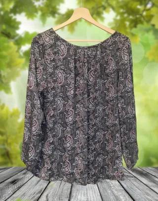 Eiza Blusa Túnica Paisley Gris Oscuro 3/4