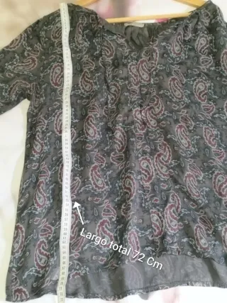 Eiza Blusa Túnica Paisley Gris Oscuro 3/4