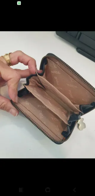 Cartera monedero Tous negra y turquesa