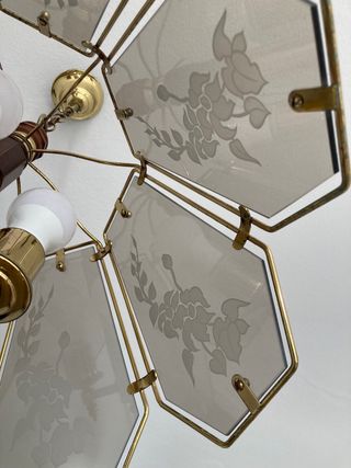 Lámpara Colgante Vintage Cristal y Metal Dorado