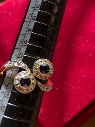 Anillo Oro 18k 2 Zafiros y Diamantes