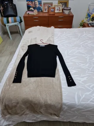 Jersey Zara Negro Talla s Botones Dorados