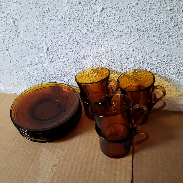 Juego de café de cristal ámbar