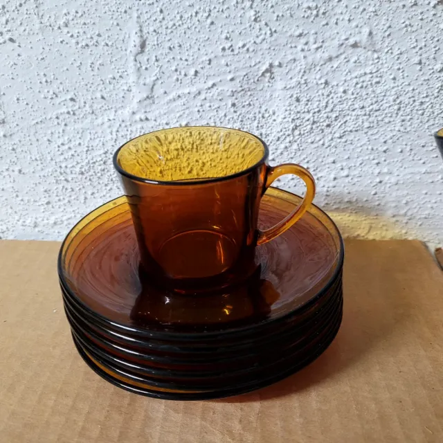 Juego de café de cristal ámbar