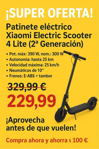 Patinete Eléctrico Xiaomi 4 Lite 2ª Gen