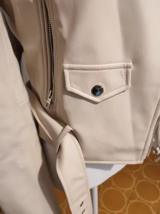 Chiodo ecopelle Zara Beige Tg M