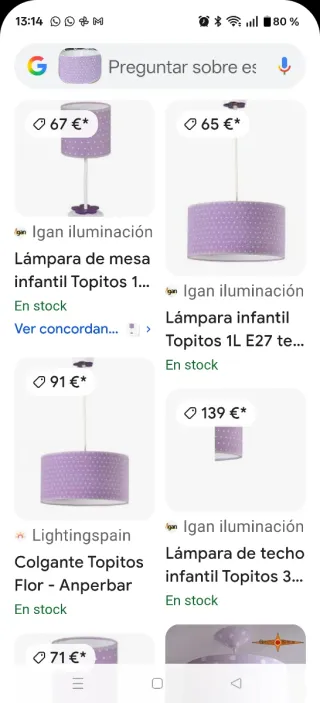 Lámpara y lamparita a juego lunares