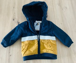 Cazadora bebé azul y mostaza