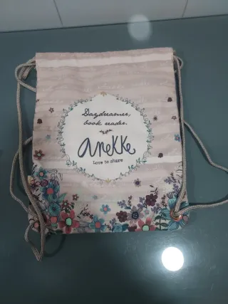 Bolsa, saco, mochila, de tela Anekke con flores y