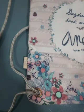 Bolsa, saco, mochila, de tela Anekke con flores y