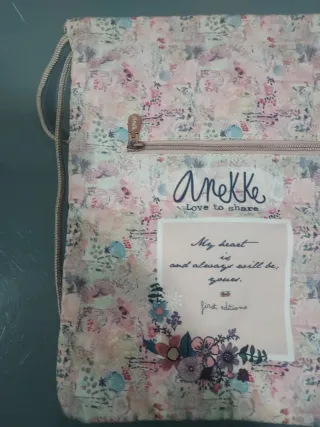 Bolsa, saco, mochila, de tela Anekke con flores y