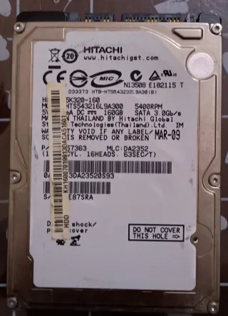 Hardisk Hitachi 160GB SATA + DVDRW