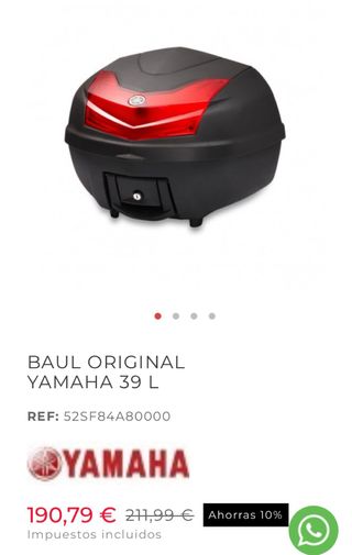 Baúl Yamaha 39L Negro/Rojo