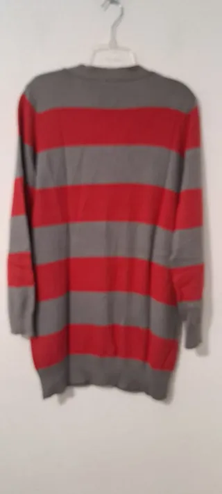 Cárdigan Cortefiel Rayas Mujer Gris/Rojo