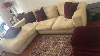 Divano Chaise Longue Beige in alacantara