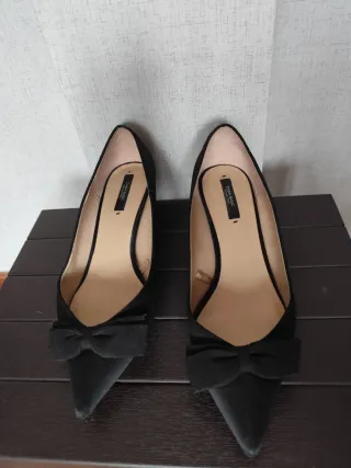 Zapatos Zara Negros con Lazo