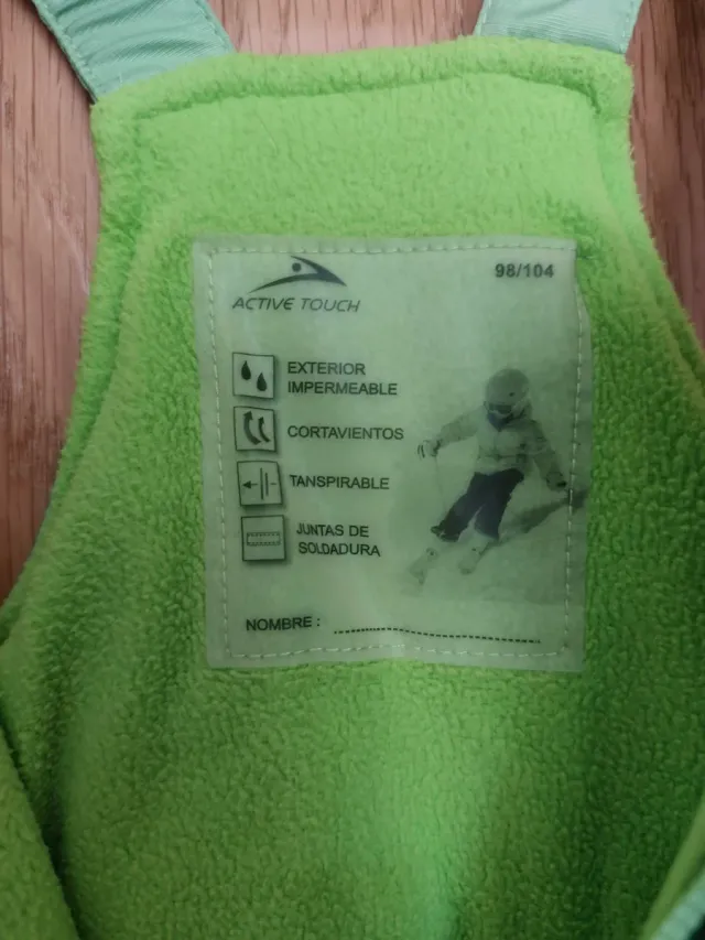 Peto nieve niño Active Touch verde