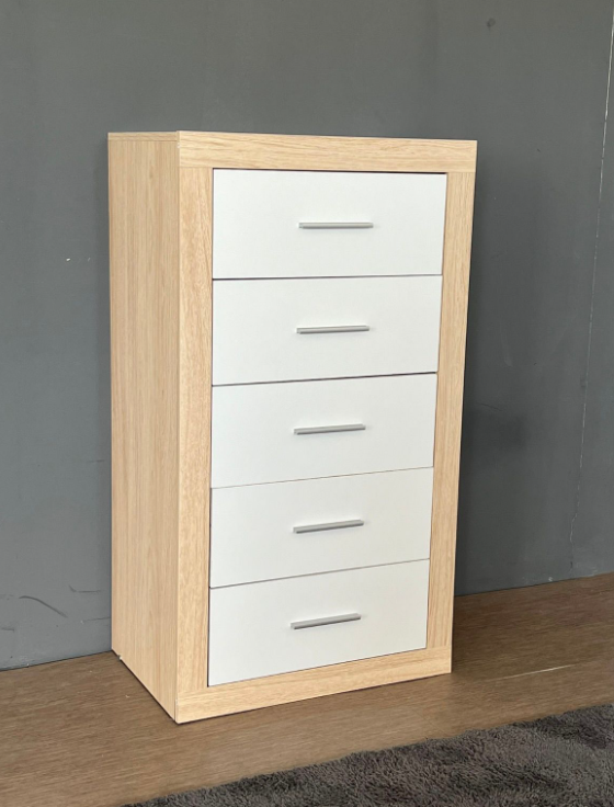 Sinfonier 5 cajones madera y blanco