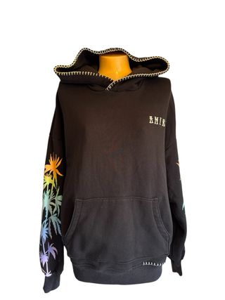 Sudadera Amiri Negra con Palmeras Arcoíris