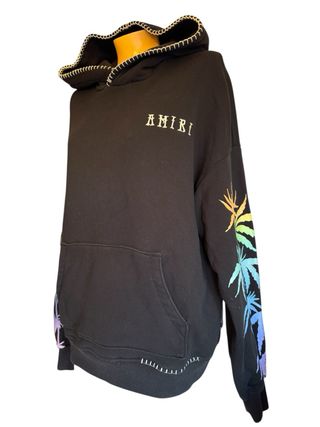 Sudadera Amiri Negra con Palmeras Arcoíris
