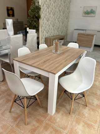 Mesa comedor madera MODERNA - 6 sillas nueva