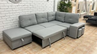 ¡NUEVO! Sofá cama rinconera con arcon + 2 puff