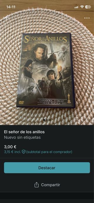 El Señor de los Anillos: El Retorno del Rey DVD