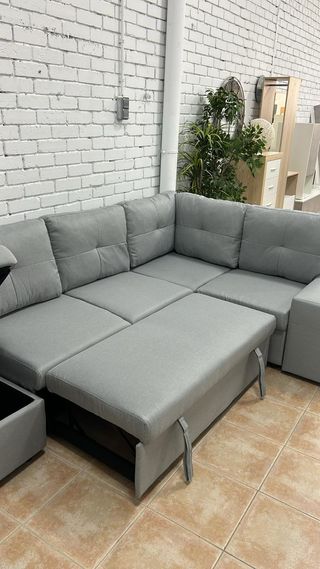 ¡NUEVO! Sofá cama rinconera con arcon + 2 puff