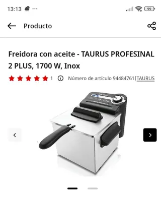 Freidora Taurus Profesional 2 Plus