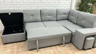 ¡NUEVO! Sofá cama rinconera con arcon + 2 puff