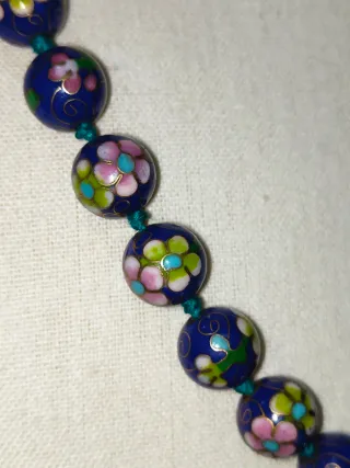Collana vintage cloisonné blu