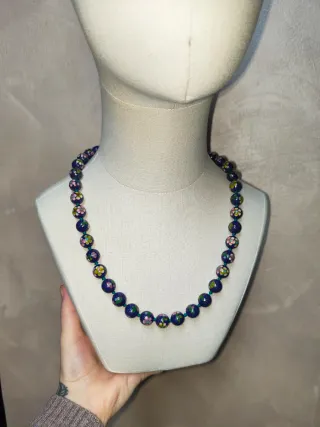 Collana vintage cloisonné blu