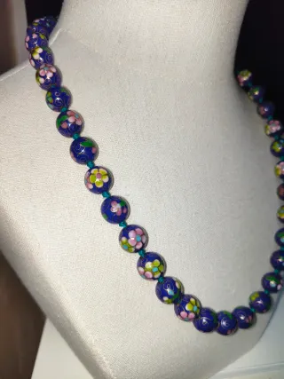 Collana vintage cloisonné blu