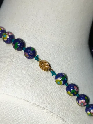 Collana vintage cloisonné blu