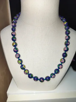 Collana vintage cloisonné blu