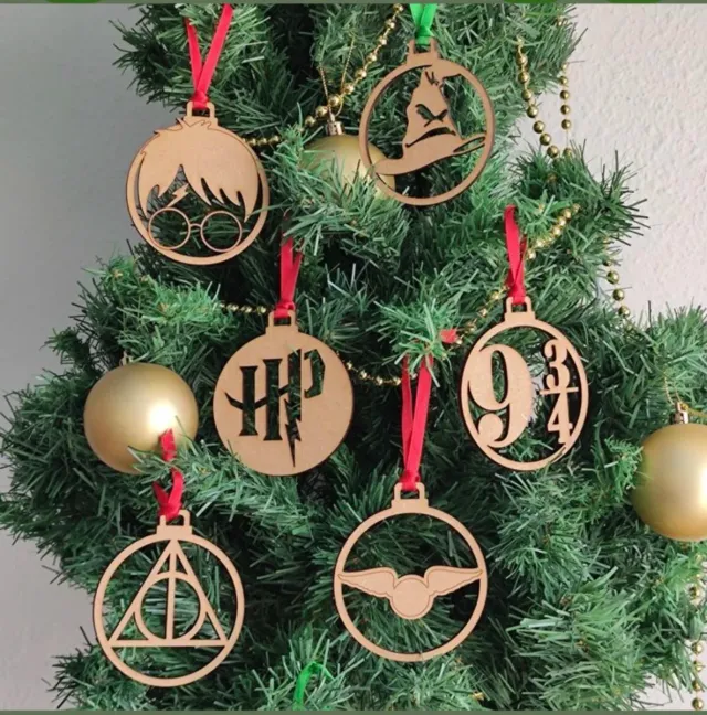 Bolas Navidad Madera Harry Potter pack 6