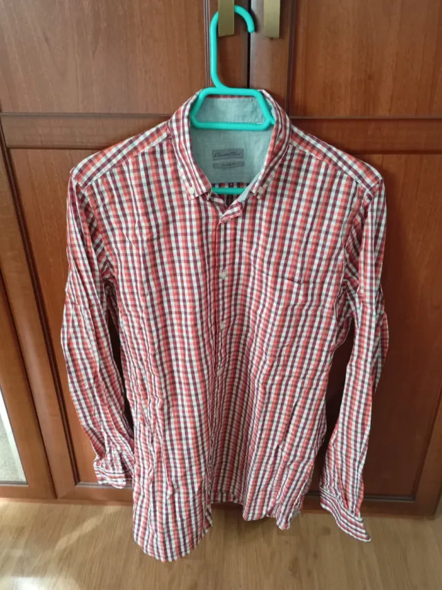 Camisa Emidio Tucci cuadros rojo y blanco