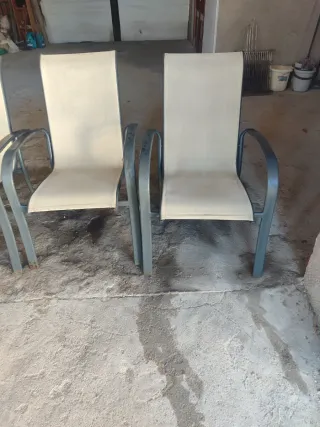 4 Sillas Terraza Tela y Metal