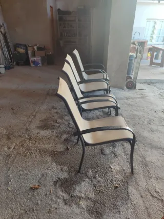 4 Sillas Terraza Tela y Metal