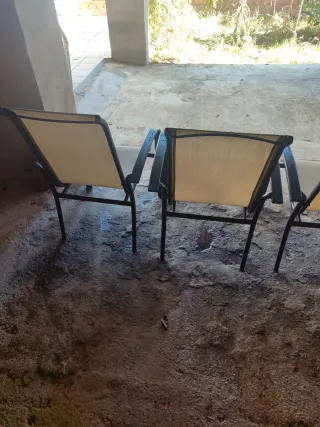 4 Sillas Terraza Tela y Metal